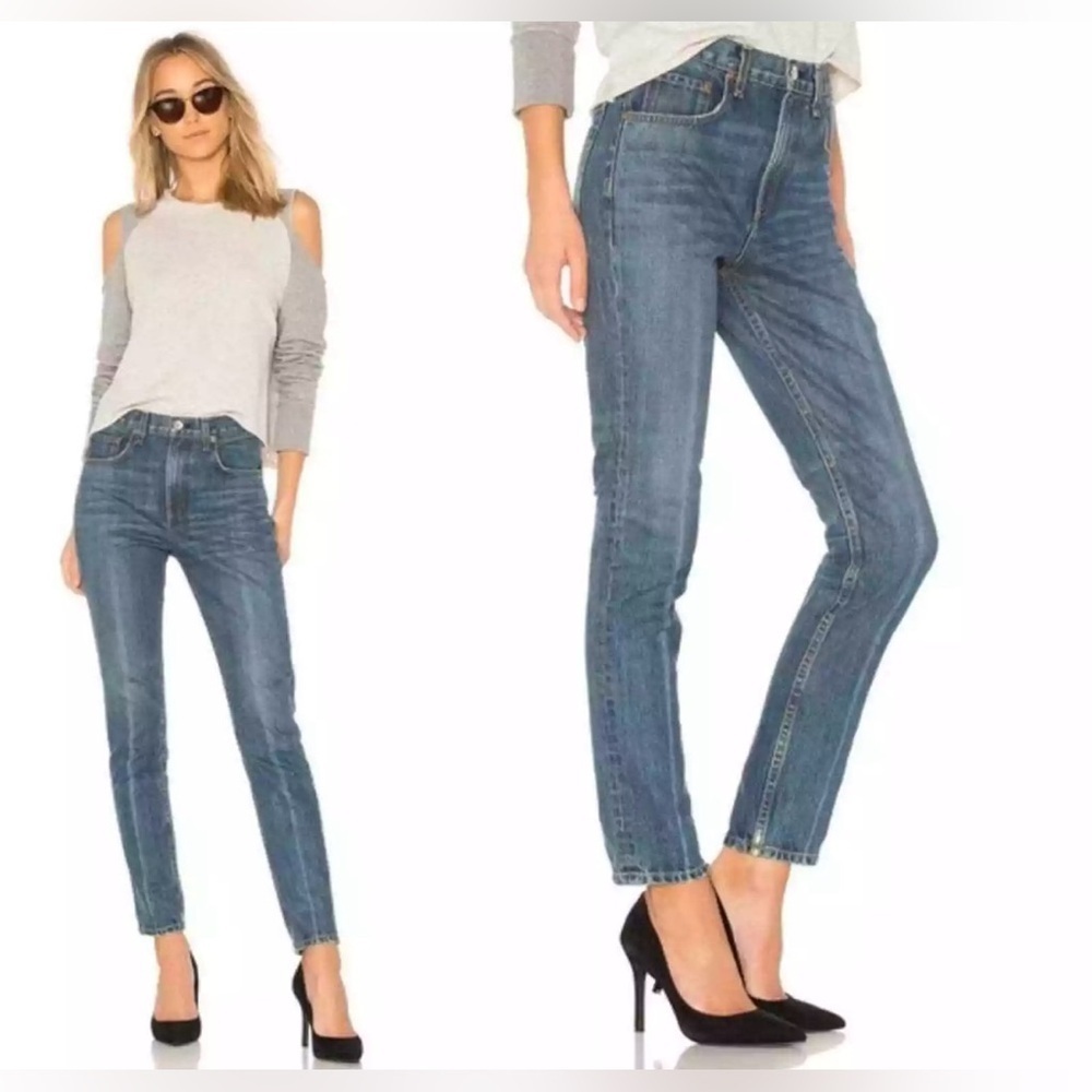 A618. RAG & BONE High Rise Skinny in Coopers Blue